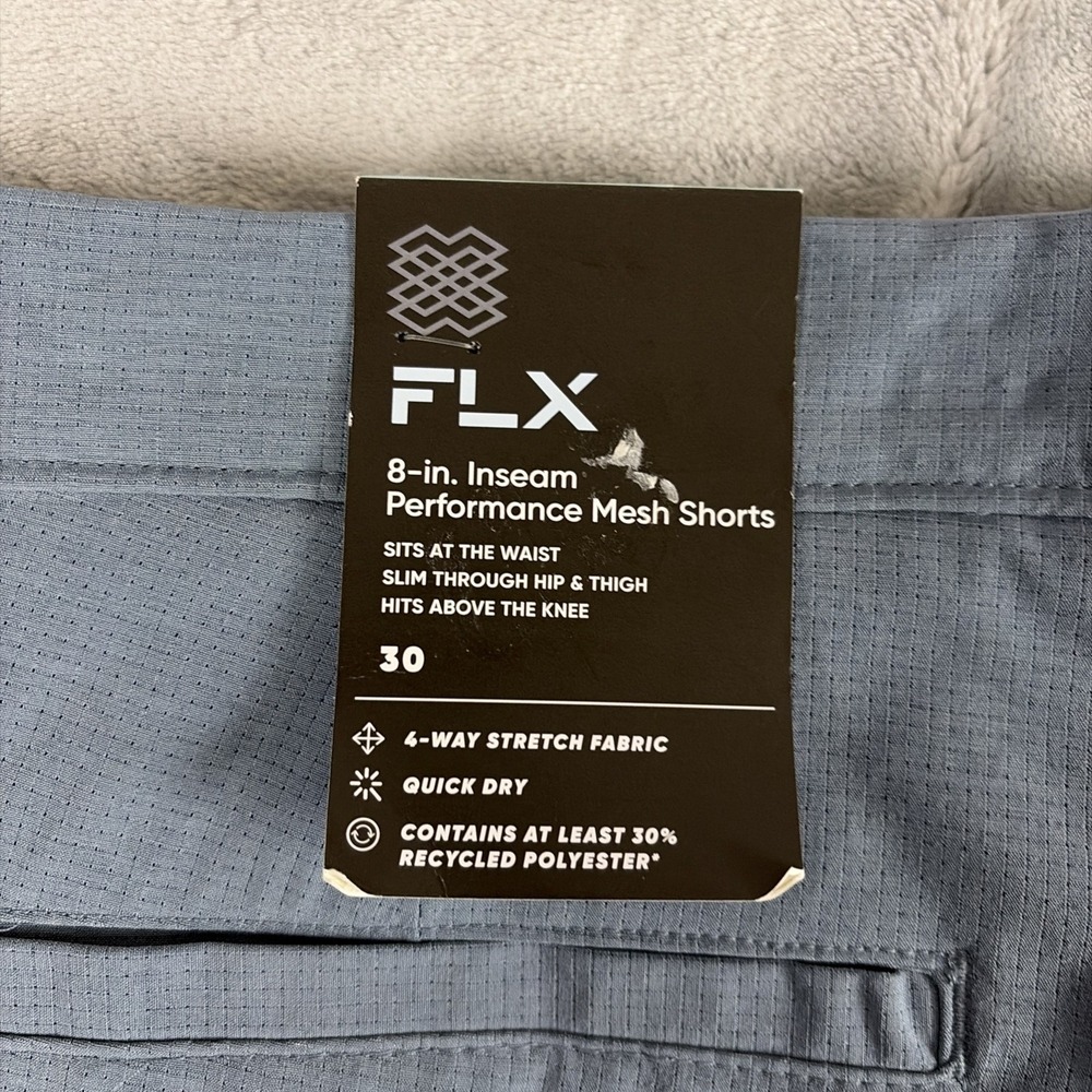 FLX Performance Mesh Shorts Chesapeake Blue 8" Inseam Men's Size 30 NEW - Picture 5 of 5